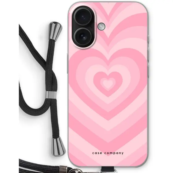 Case Company® - Hoesje Met Koord Geschikt Voor IPhone 16 Hoesje Met Koord - Hart Roos - Telefoonhoesje Met Zwart Koord - Bescherming Aan Alle Kanten thumbnail