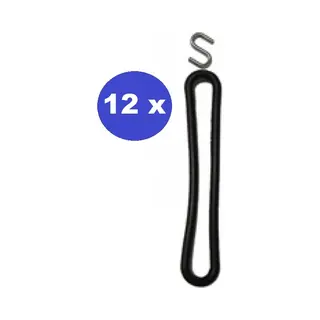 Print equipment 12 X Spanrubber Met S-haak 20 Cm Rubber Zwart 12 Stuks | Spanrubbers Voor Tent/ Tent Elastieken/ Spanrubbers 20 Cm.