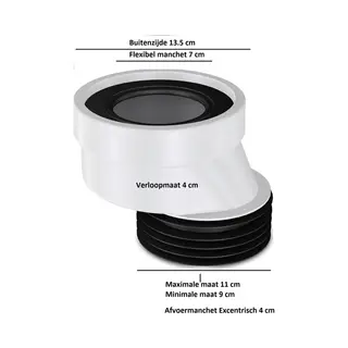 Aloni Toilet Afvoermanchet Excentrisch 4cm