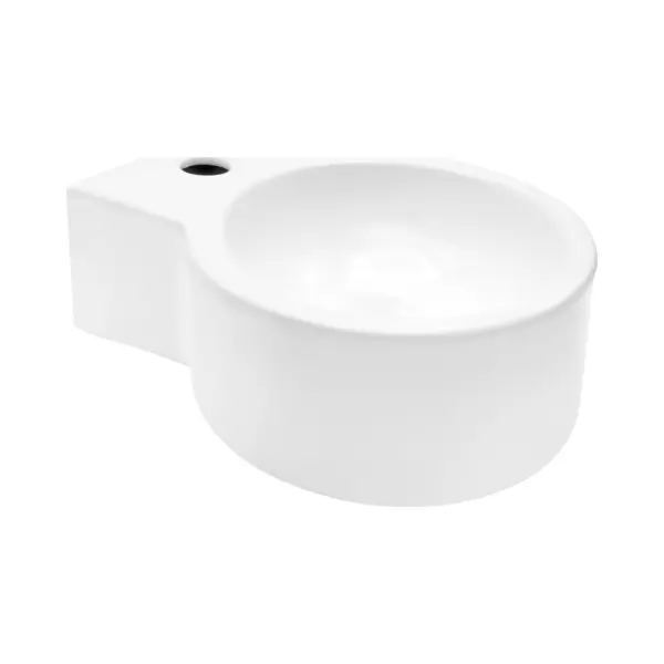 Aloni Design Handwaschbecken Waschtisch Rund Weiß Mit Hahnloch 35 X 28 X 16 Cm thumbnail