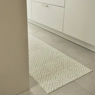 Jyg Vloerkleed Belfast -Keukenloper - Keukenmat - Vinyl - Vintage - 60x300cm - Groen -Ecru