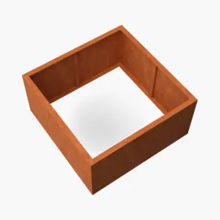 Geroba Plantenbak Artesa Cortenstaal 1200x1200x600mm (LxBxH) - Materiaaldikte 2mm. Voorzien Van Verstevigingskokers Aan De Binnenkant. Zonder Bodem. Omplooi
