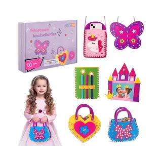 JUST23 Knutselkoffer Prinses Edition - Knutseldoos Met 6 Magische Onderdelen - Roze