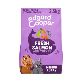 Edgard & Cooper Puppy Hondenbrokken Voor Medium Honden, Verse Zalm & Kalkoen, 2.5Kg, Hypoallergeen Recept Met Natuurlijke Ingrediënten, Perfecte