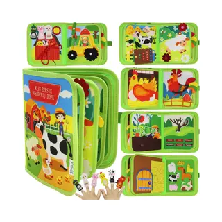 Joyage Busy Board Book Montessori Speelgoed - Boerderij Speelgoed 3 Jaar Kinderspeelgoed Motoriek Voor In De Auto Onderweg – Sinterklaas Cadeautjes Peuter