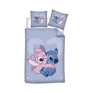 Aymax Beddengoed Stitch & Angel 100% Katoen, Dekbedovertrek 140 X 200 Cm + Kussensloop 65 X 65 Cm
