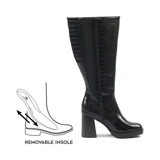 Gabylou 2XL Laarzen Voor Brede Kuiten, Model Melissa, BlackCroco Croco