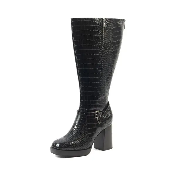 Gabylou Stiefel Mit Breiten Waden 3XL - Modell Manon, BlackCroco24, 38 thumbnail