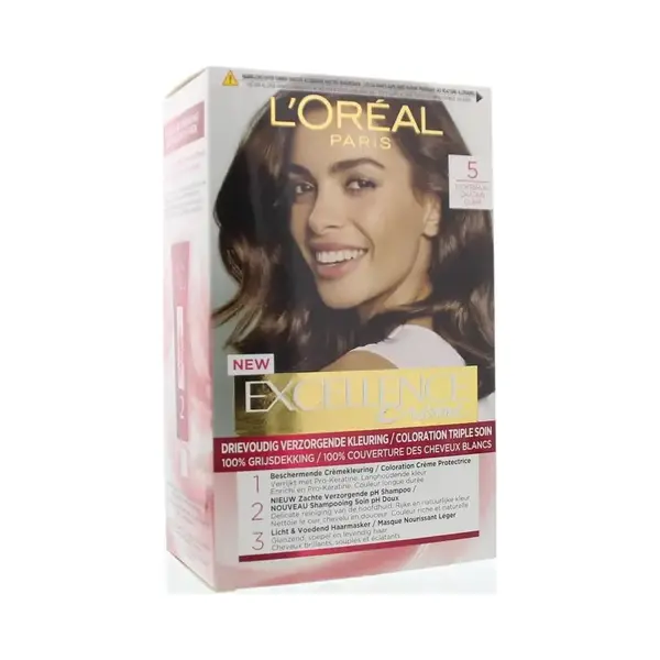 , L'Oréal Excellence Crème Permanente Crèmekleuring 5 Lichtbruin thumbnail