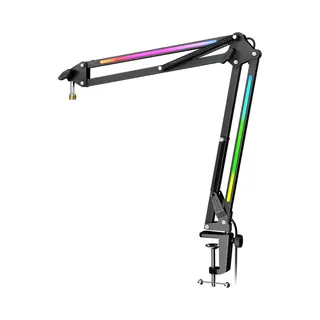 Fifine - BM38 - Rgb - Professionele Microfoon Arm - Boom Arm - 360 Graden & 180 Graden - In Hoogte Verstelbaar - Horizontaal / Verticaal - Zwart