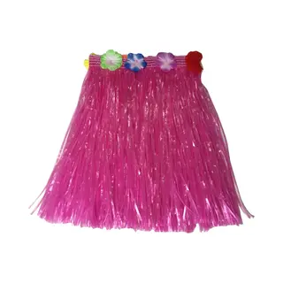 Hawaii Thema Verkleed Rokje - Raffia - Roze - 40 Cm - Volwassenen