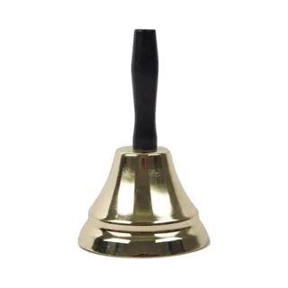 Faram Party Kerstman Bel - Goud - 18 Cm - Houten Handvat - Kerstman Accessoires