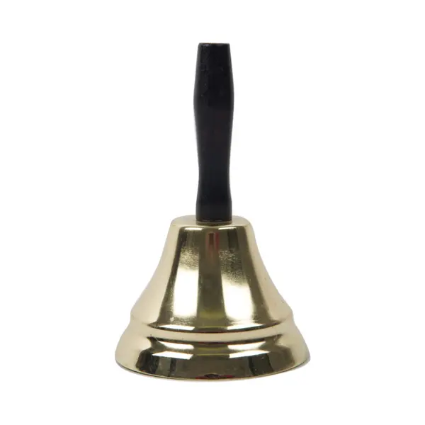 Faram Party Kerstman Bel - Goud - 18 Cm - Houten Handvat - Kerstman Accessoires thumbnail