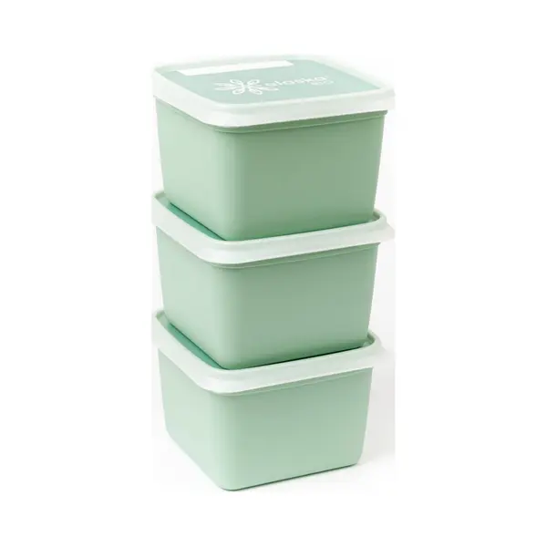 Amuse A-000255 Bio Alaska Gefrierdosen-Set, 3 X 750ml, Bio-Kunststoff Mit 70% Zuckerrohr, Recyclebar, Vorratsdosen Mit Deckel, Mikrowellen- Und thumbnail