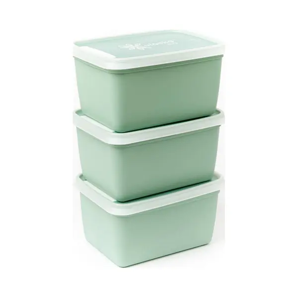 Amuse A-000256 Bio Alaska Gefrierdosen-Set, 3 X 1000ml, Bio-Kunststoff Aus 70% Zuckerrohr, Recyclebar, Vorratsdosen Mit Deckel, Mikrowellen- Und thumbnail