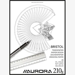 Aurora Tekenblok - Bristol - Glad Tekenpapier - 270x360mm - 210g - 20 Vel