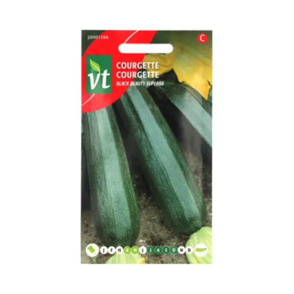Vt Courgette 'Black Beauty Superba' Zaden - Rijke Oogst Van Glanzend Donkergroene Courgettes thumbnail
