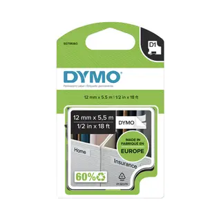 Dymo D1 -Durable Labels - Black on White - 12mm x 5.5m