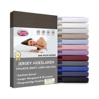 Double Jersey Hoeslaken - Hoeslaken 140x200+30 Cm - 100% Katoen Taupe