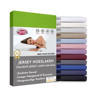 Double Jersey Hoeslaken - Hoeslaken 100x200+30 Cm - 100% Katoen Limegroen