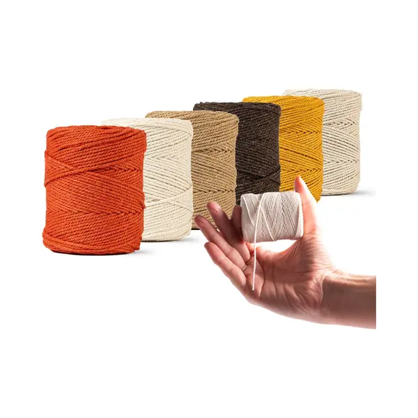 Ledent Makramee Garn (1 Mm, 6 X 65 M, Pastellfarben) - Sehr Dünnes Doppelt Gedrehtes Seil Aus 100% Recycelter Baumwolle - Set Mit 6 Kleinen Rollen thumbnail