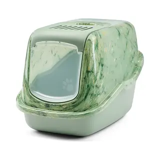 Savic Cat Litter Box Nestor Marble - Marble-amazonas Green / Botanical Green