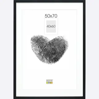 Deknudt Frames Bilderrahmen Mit Passepartout - Schwarz - S66KF2 P1 50x70cm Für Bild 40x60cm - Bilderrahmen Holz Mdf - Bilder Aufhängen