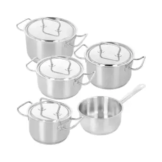 Demeyere Bistro 3 Rvs 5-delige Kookpannenset – Inclusief Eén Hoge Soeppan Met Deksel Van 6 Liter (24 Cm) – Eén Hoge Kookpan Met Deksel Van 3, 5