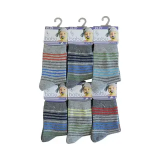 inter socks Baby Sokjes Kleur Streepjes - Maat 19/20 - 12 Paar - 90% Katoen - Zonder Naad Aan De Teen