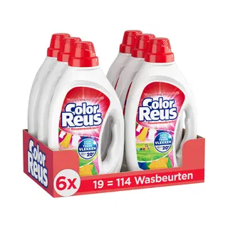 6x Witte Reus Wasmiddel Color Reus Gel 19 Wasbeurten 855 Ml