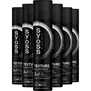 Syoss Texture - Haarspray - Styling, Verzorging, Herstel - Dikker Haargevoel - Directe Textuur - Voordeelverpakking - 6x300 Ml