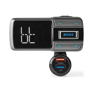 Nedis CATR101BK Fm-Transmitter 87,6 - 107,9 MHz Zigarettenanzünder Schwarz, Grau