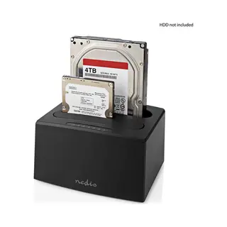 Nedis HDDUDB3210BK basisstation voor opslagstations Usb 3.2 Gen 1 (3.1 Gen 1) Type-A Zwart