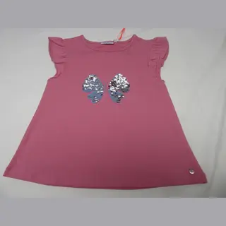 Noukie's , Meisje , T-shirt Met Kapmouw , Rose , Vlinder , 116 - 6 Jaar