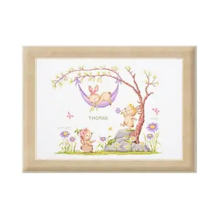 Vervaco Counted Cross Stitch Embroidery Kits Baby Birth Bunny In The Garden Wall Decoration Handmade Set For Adults Creative Craft Approx. 45 X 37 Cm