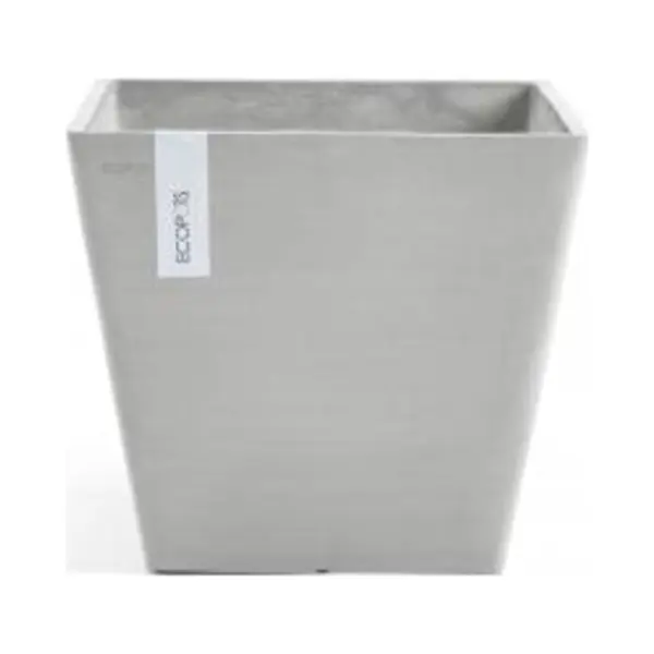 Ecopots Rotterdam 40 - White Grey - 40, 1 X H35, 5 Cm - Vierkante Witgrijze Bloempot / Plantenbak thumbnail