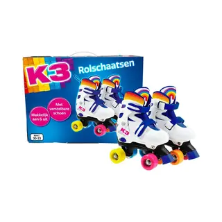 K3 Rolschaatsen - Verstelbaar 30-33 - Met Stopper - Wit - Regenboog