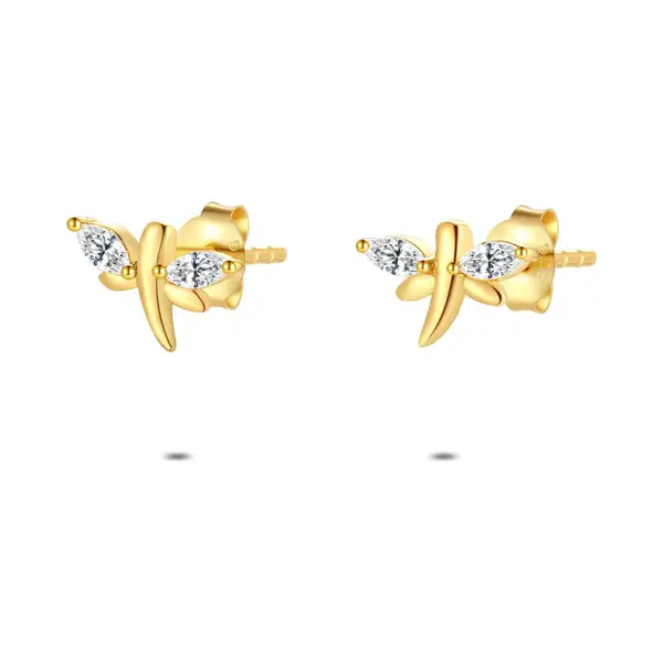 Twice As Nice Oorbellen In 18kt Verguld Zilver, Libel, 2 Zirkonia thumbnail