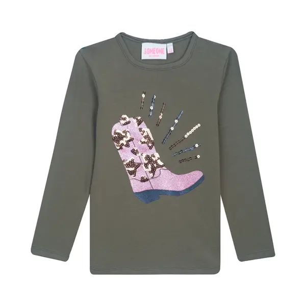 Someone Winter T-shirt Meisjes - Khaki Groen - Longsleeve - Daphne thumbnail