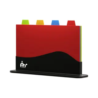 MyCuisine Snijplankenset Met Houder - 4 Stuks - Inclusief E-Kookboek - Snijplanken - Kunststof - Snijplank - Donker Grijs
