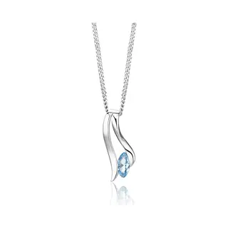 Miore Collier Ketting - Gemaakt Van Zilver - Met Blauwe Topaas - Handgemaakte Halsketting - Elegante Dames Sieraden - 45 Cm