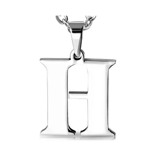 Amanto Ketting Letter H - 316L Staal - Alfabet - 22x20mm - 60cm