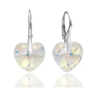 Montebello Oorbellen Kolby - 925 Zilver Gerhod.- Swarovski Hart - 30x14mm