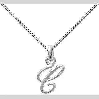Amanto Ketting Letter C - 925 Zilver Gerhod. - Alfabet - 10x15mm - 50cm