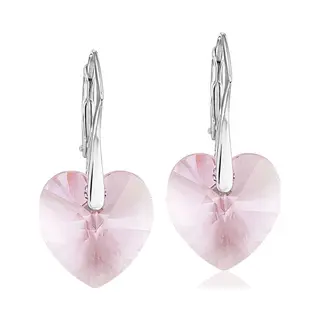 Montebello Oorbellen Edrea Roze - 925 Zilver - Swarovski Hart - Ø14x30mm