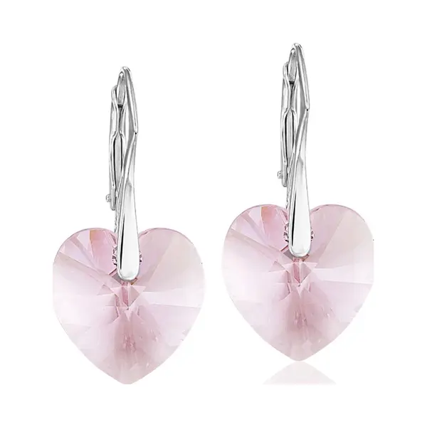 Montebello Oorbellen Edrea Roze - 925 Zilver - Swarovski Hart - Ø14x30mm thumbnail