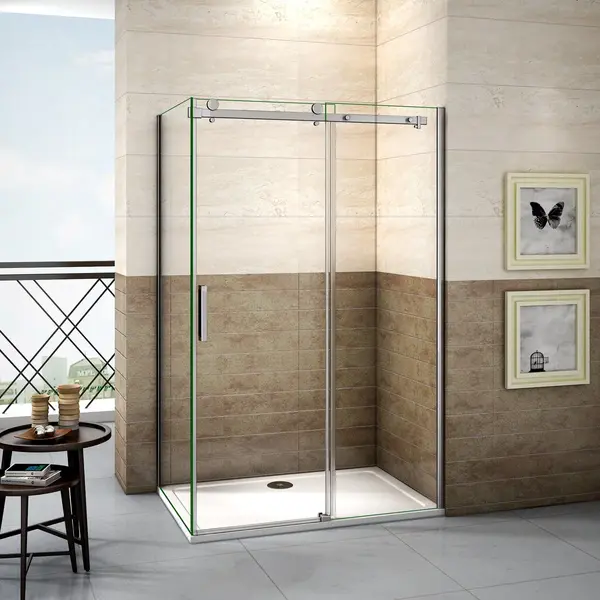 Aica Sanitair Schuifdeur Douchewand 105x195cm Met Zijwand 90x195cm, 8mm Helder Nano Veiligheidsglas Antikalk, douchecabine thumbnail