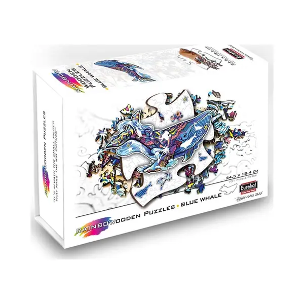 Eureka 2D RainboWooden Puzzle - Blue Whale - 101 Stukjes thumbnail