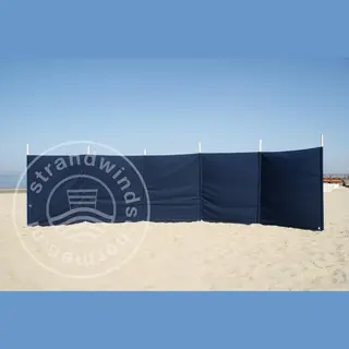 strandwindschermen.nl Strand Windscherm 6 Meter Dralon Effen Marine Blauw Met Houten Stokken