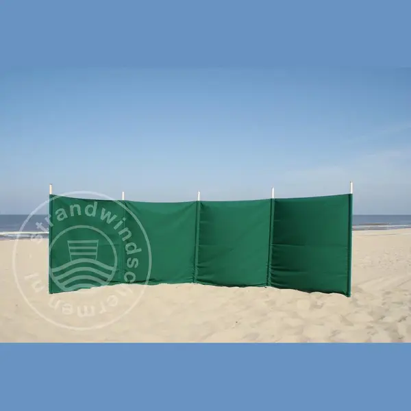 strandwindschermen.nl Strand Windscherm 5 Meter Dralon Effen Groen Met Houten Stokken. thumbnail